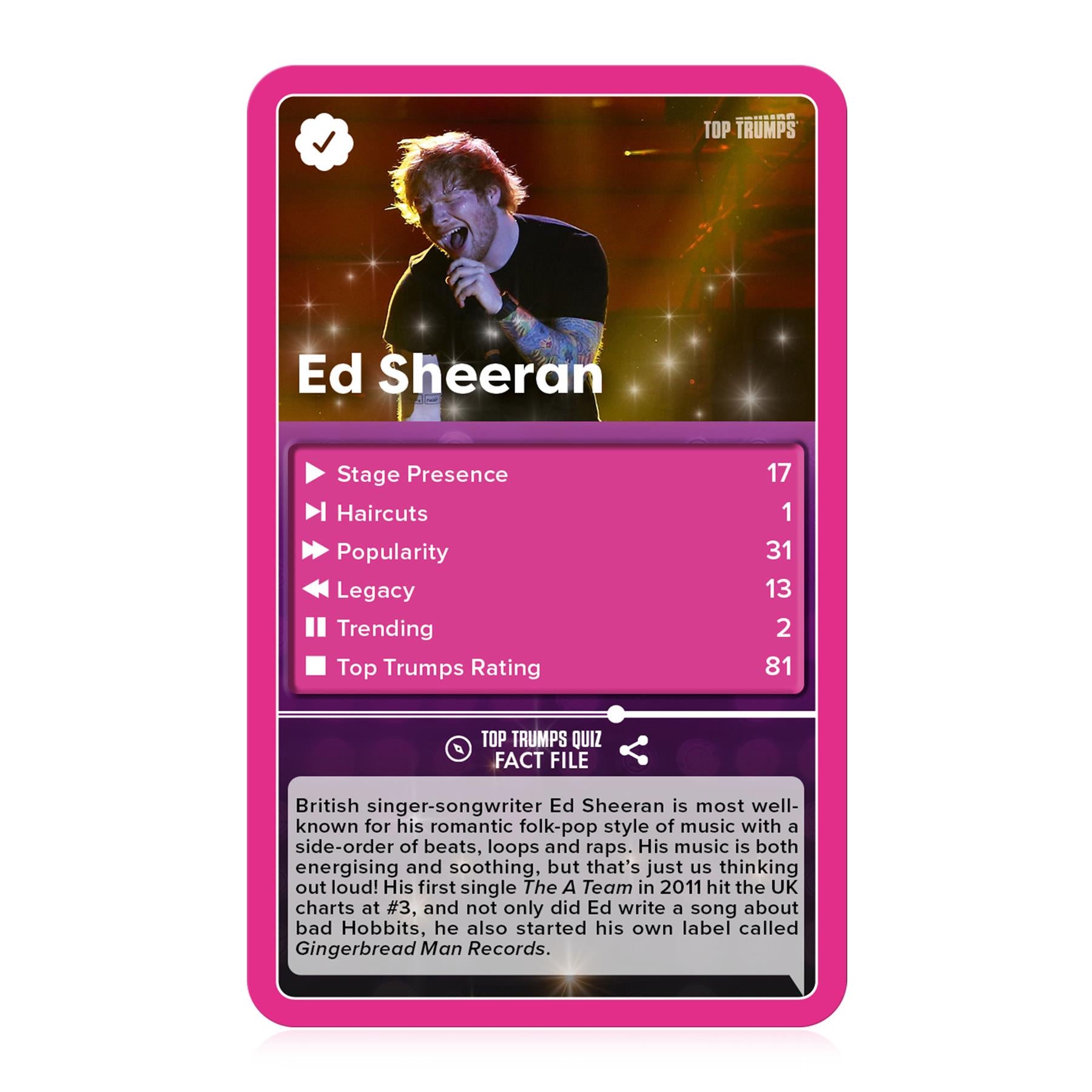 Popstars Top Trumps Card Game