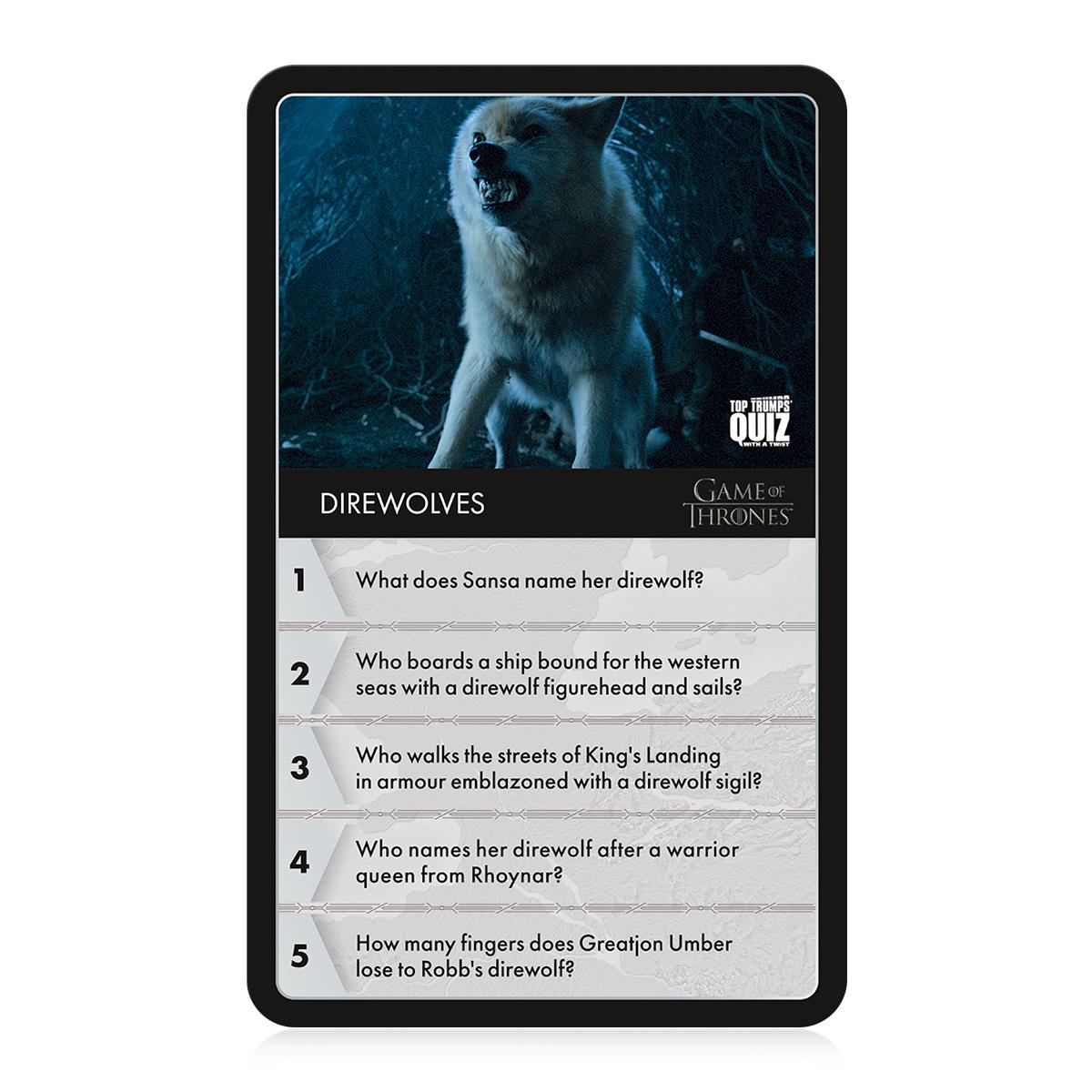 Game of Thrones Top Trumps Quiz Card Game