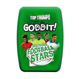 Goddit! World Football Stars Top Trumps Card Game packaging featuring football star illustrations.