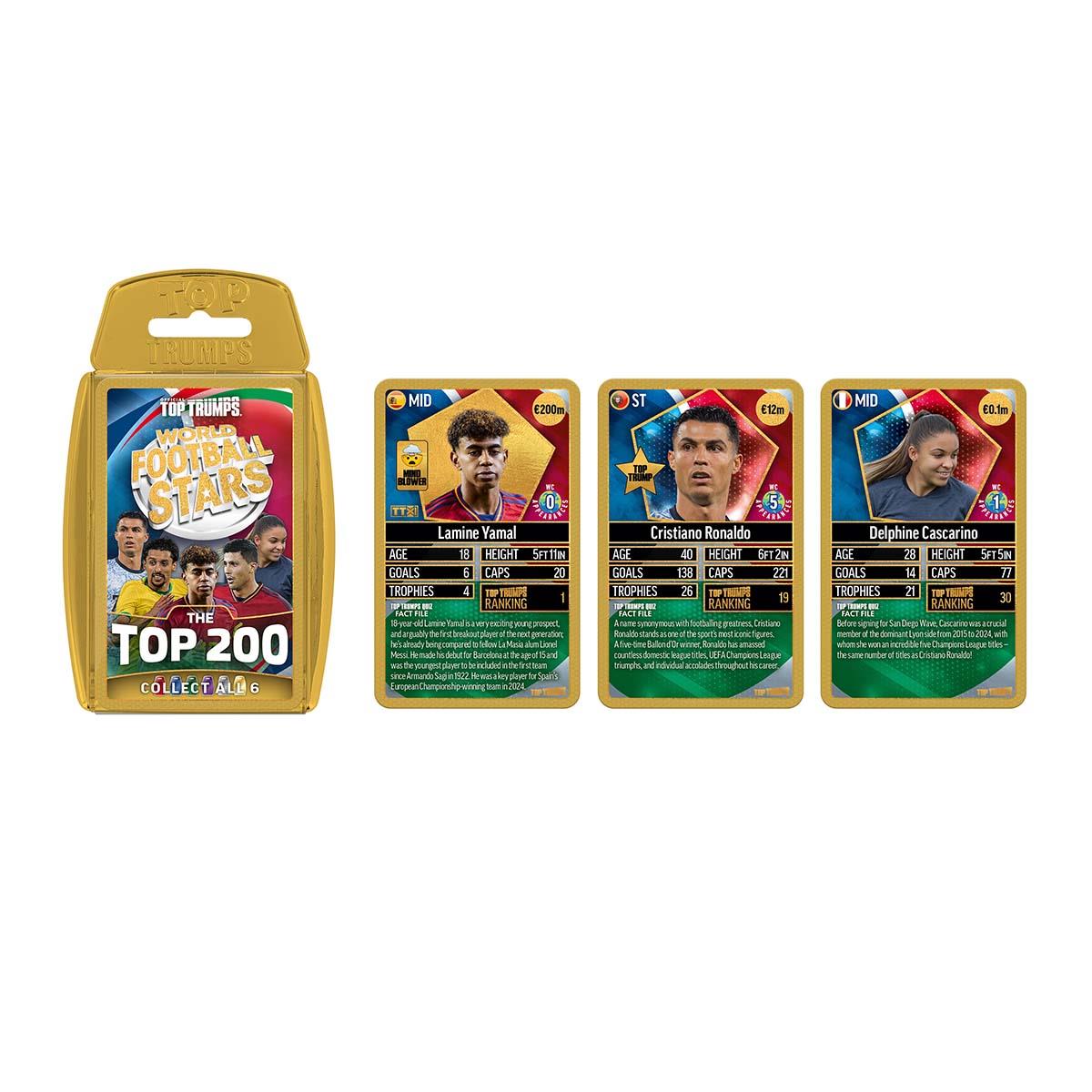 World Football Stars Top 200 Top Trumps Card Game Chrome Gold Pack