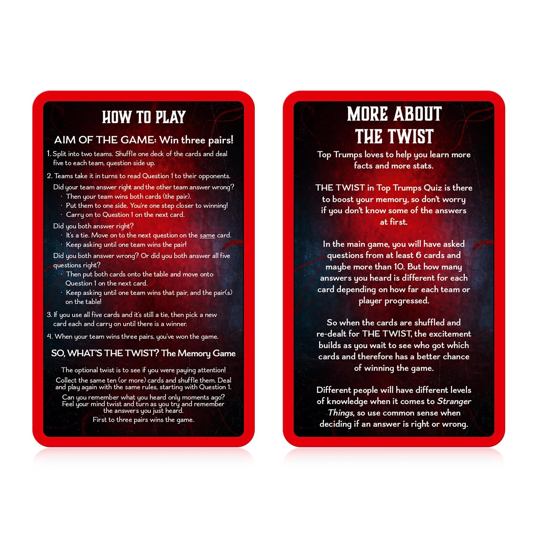 Stranger Things Top Trumps Quiz Card Game